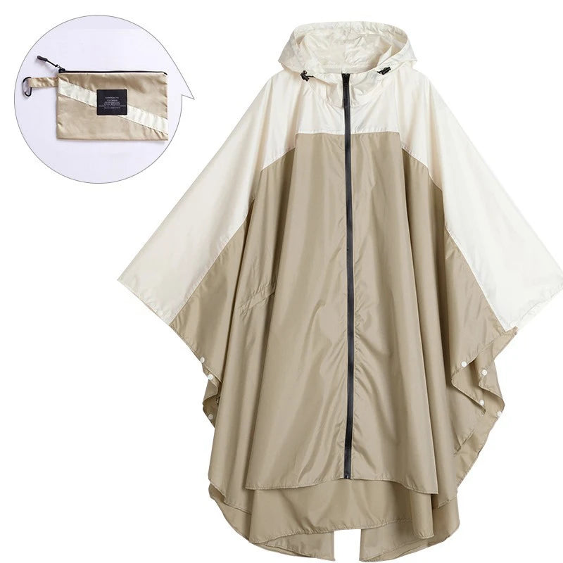 Plus-Size Lightweight Color-Blocked Raincoat | Ideal for Outdoors