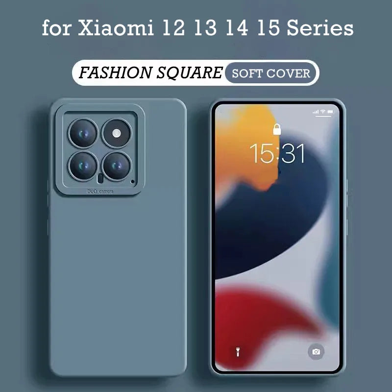 Fashion Lens Protection Phone Case for Xiaomi 17 Pro Max 12 13 13T 14 15 Pro Square Candy Built-in Fluff Shockproof Soft Cover