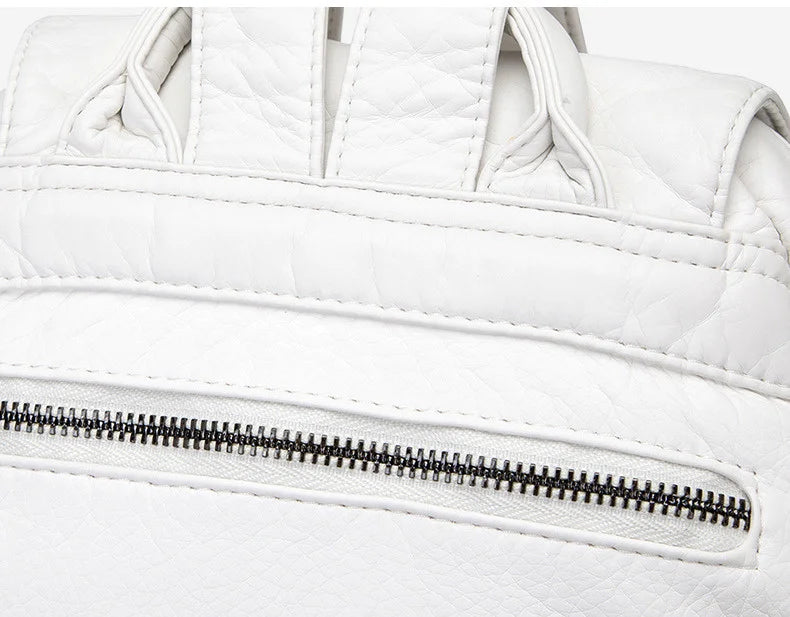 Stylish Women's White Washed Leather Backpack for Casual Travel