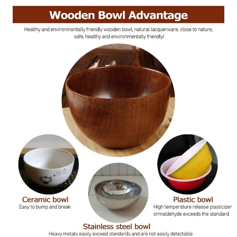 Japanese Style Wooden Bowl | Elegant Natural Tableware