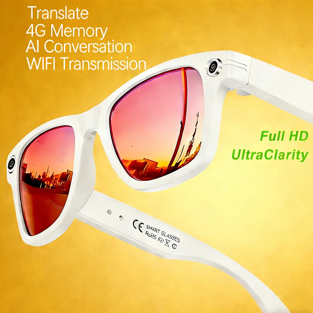 AI Smart Translation Glasses | 8MP Camera, Bluetooth & Voice Control