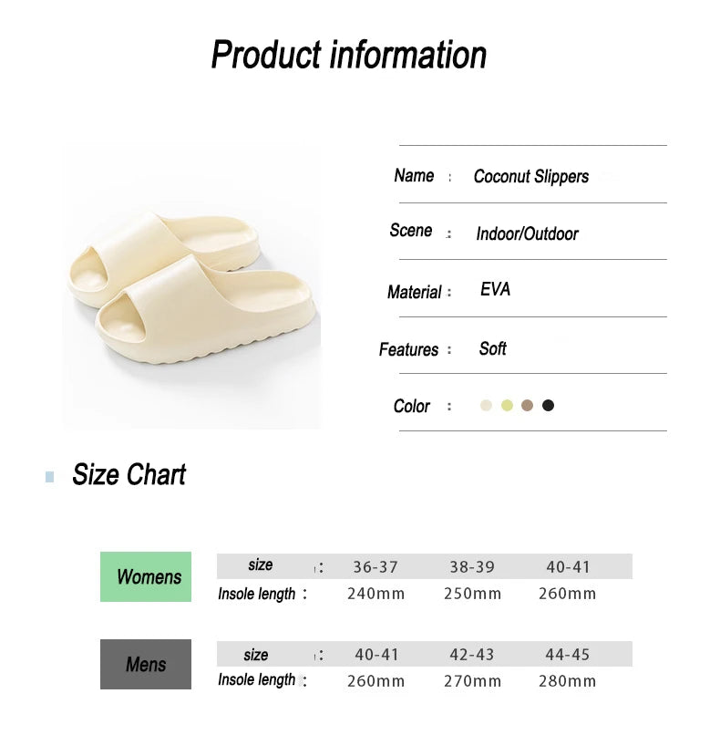 Women's Cloud Thick-Soled Coconut Slippers | Summer Bath Slides