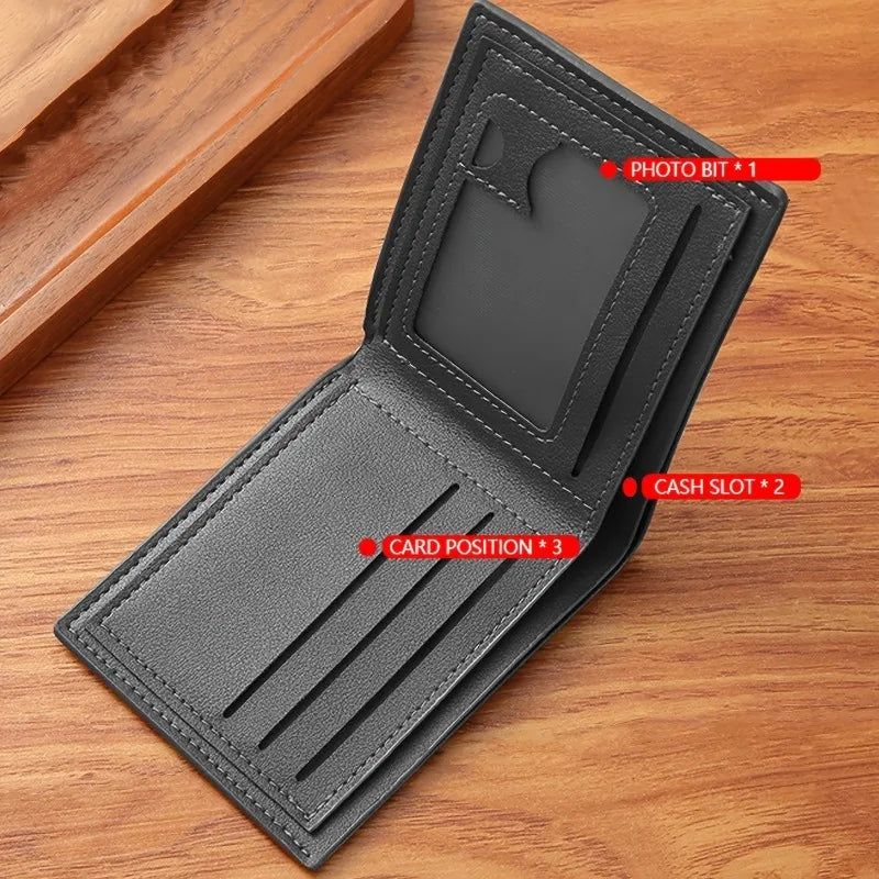 Men's Black Faux Leather Wallet | Shark Mouth Design Slim Holder
