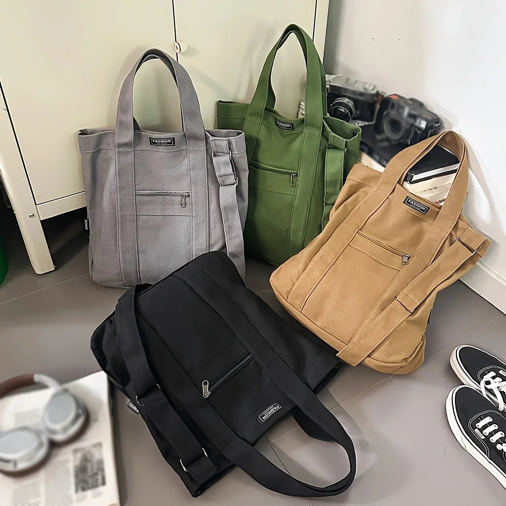 Unisex Korean Retro Canvas Shoulder Bag | Stylish Crossbody Tote