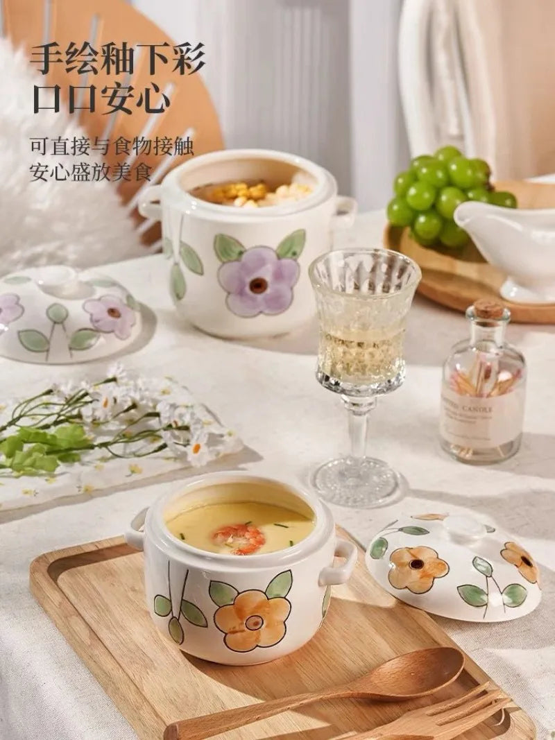 Hand-Painted Ceramic Stew Pot | Versatile Heat-Resistant Cookware
