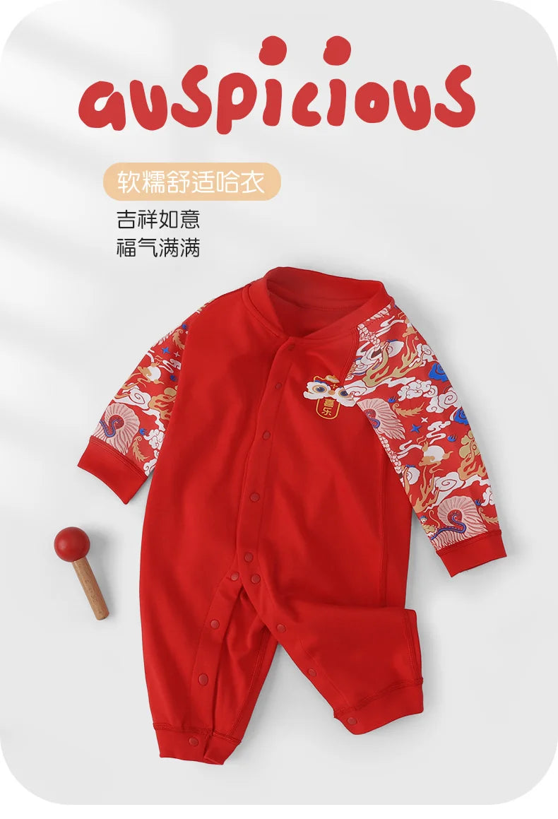 Cute Baby Romper | Cozy Red Cotton Jumpsuit for Autumn Fun