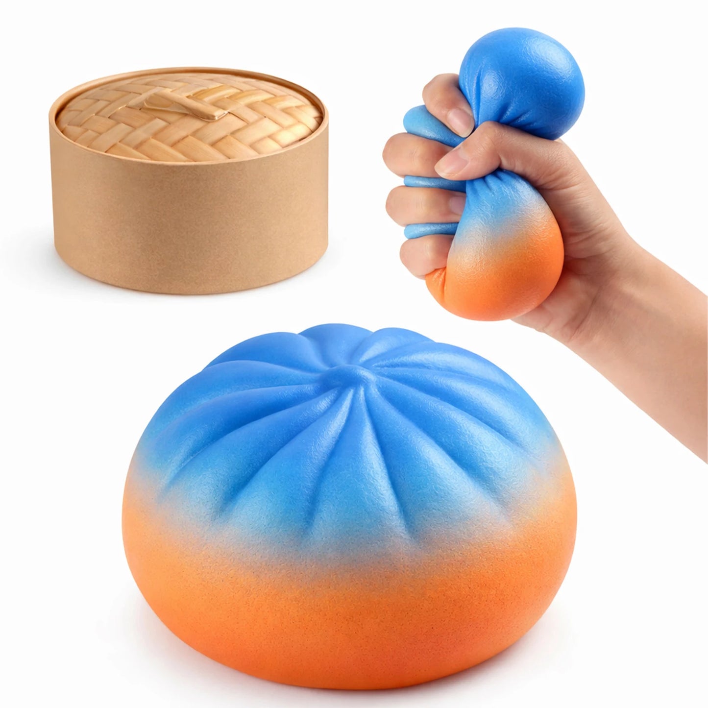 Steamed Bun Stress Ball Colorful Slow-Rise Squeeze Toy Decompression Toy Soft Anti-Stress Ball for Hands Dumpling Stress Ball