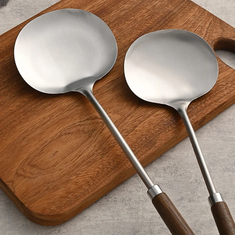 Stainless Steel Wok Spatula with Wooden Handle | Versatile Cooking Utensil