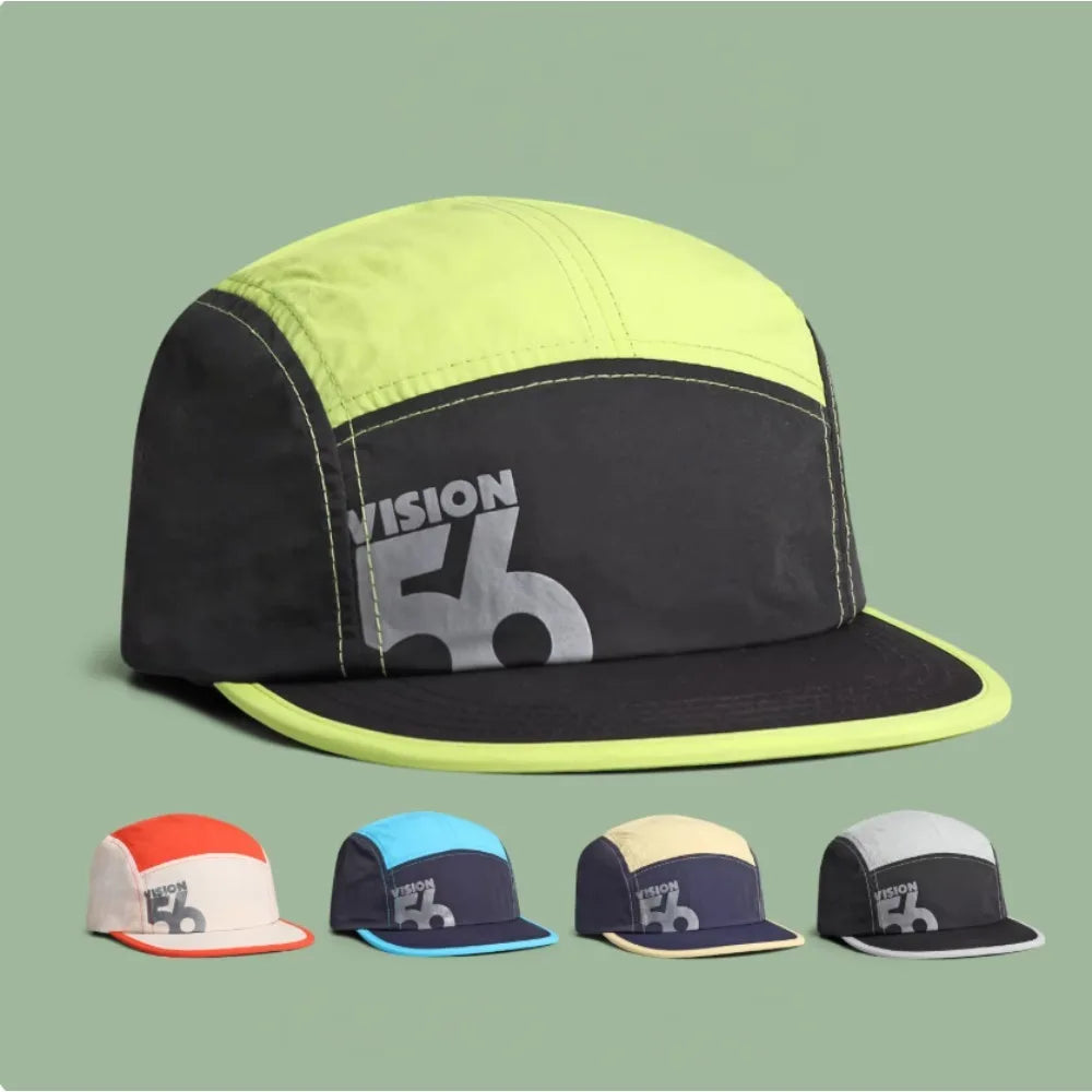 Fashion Flat Top Cotton Baseball Cap Unisex Quick-Dry Color Block Letter Print Korean Sport Hat for Running Cycling