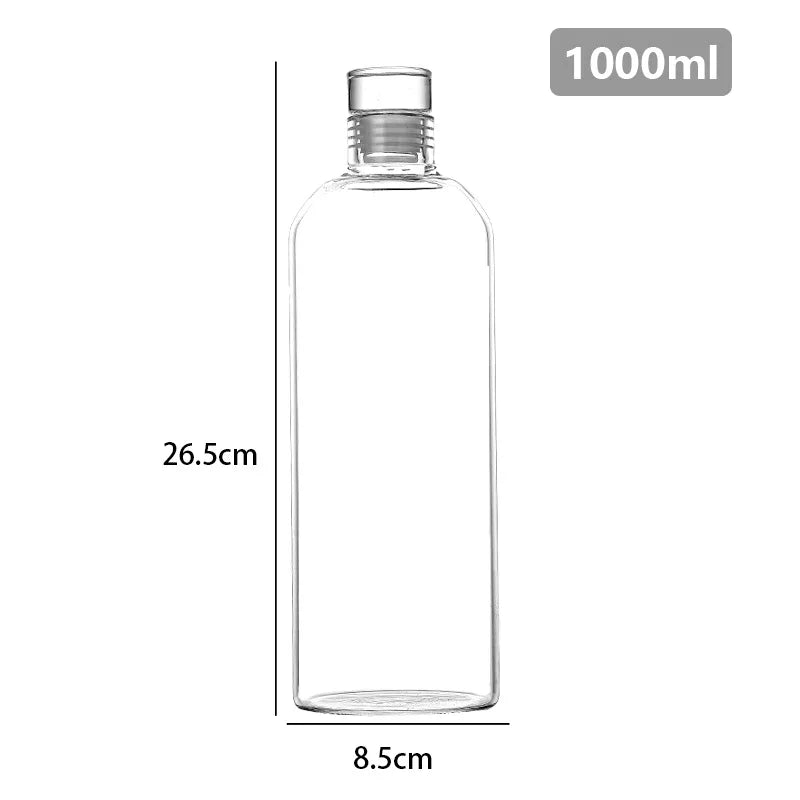Large Capacity Glass Water Bottle with Time Marker | Outdoor Use