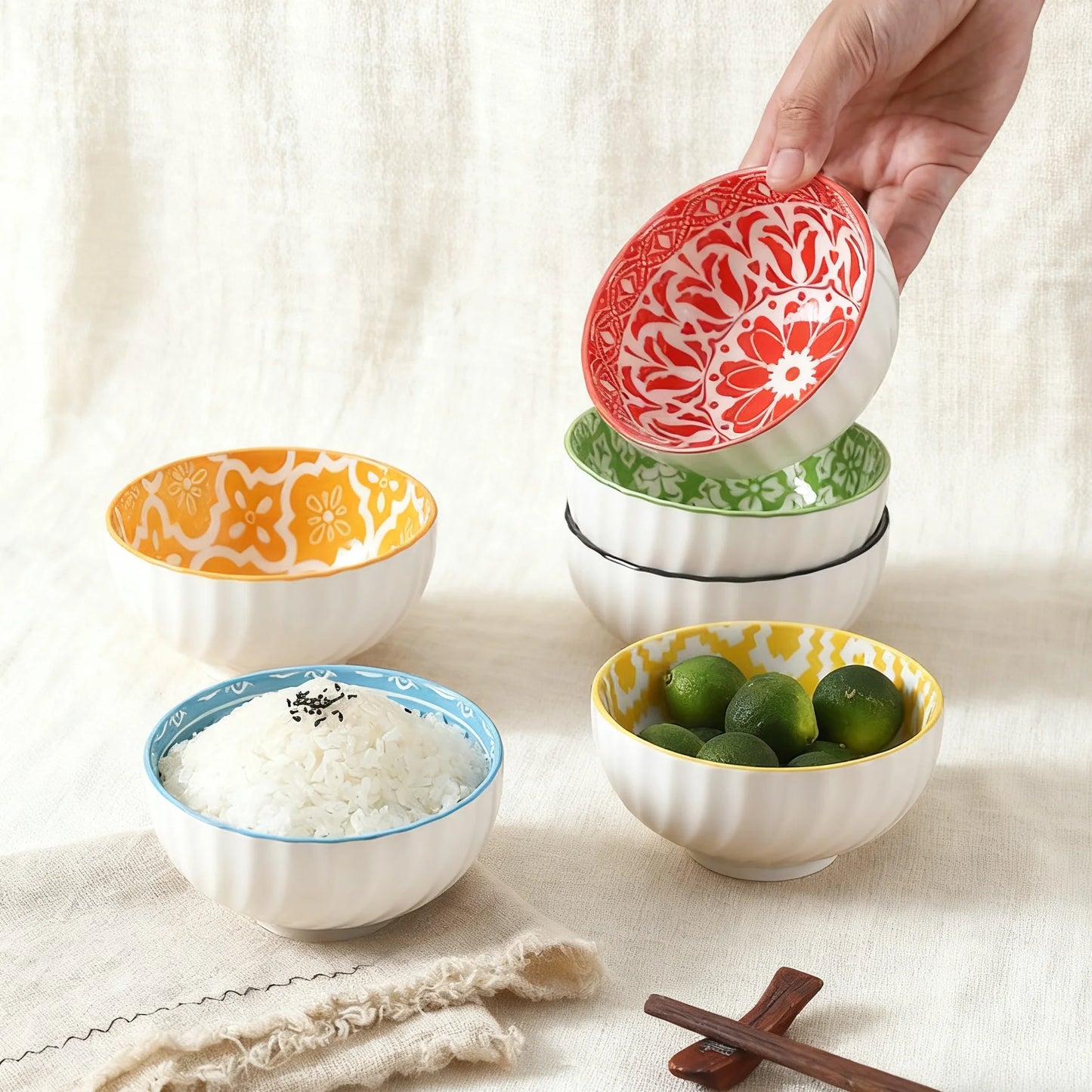 6-Piece Ceramic Bowls Set | Perfect for Pasta, Salad & More
