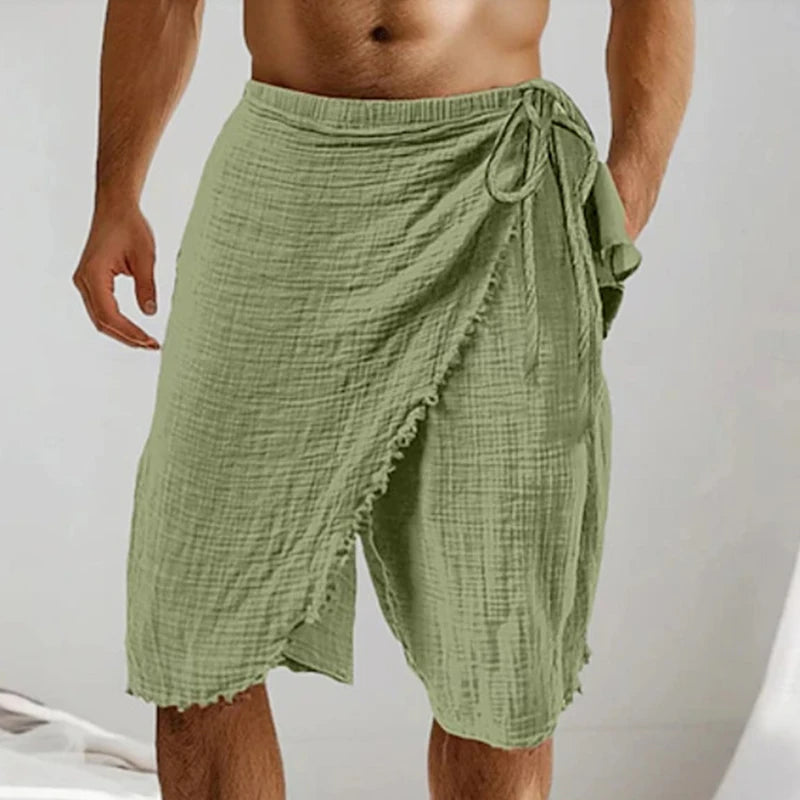 Men's Vintage Casual Drawstring Linen Shorts for Summer Comfort
