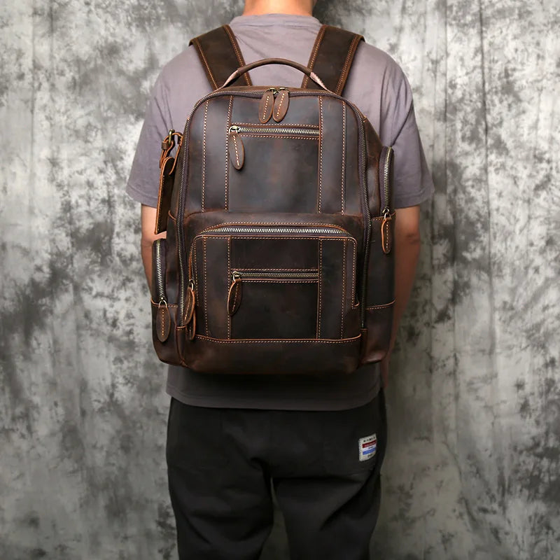 Stylish Retro Genuine Leather Men's Backpack | Travel Companion
