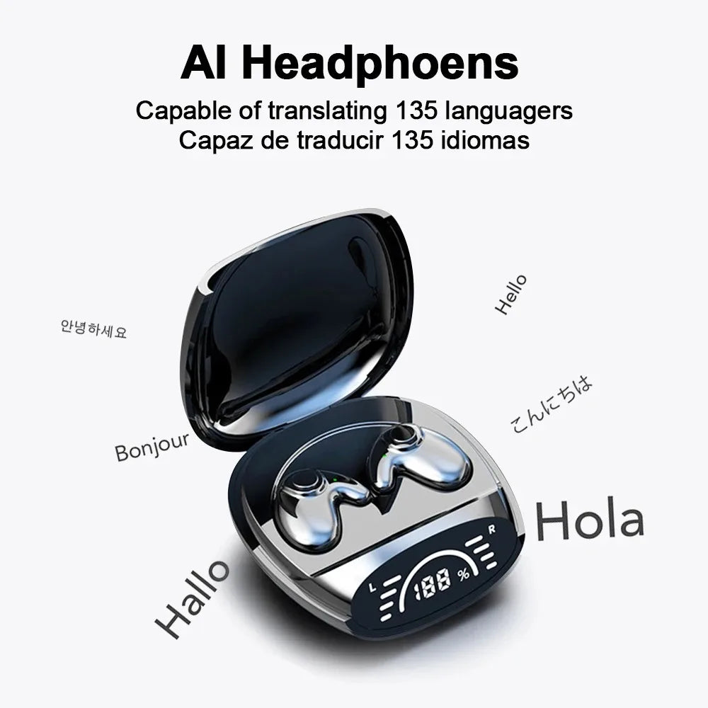 Bluetooth 5.3 AI Translation Earphones | HiFi Noise Reduction Headphones