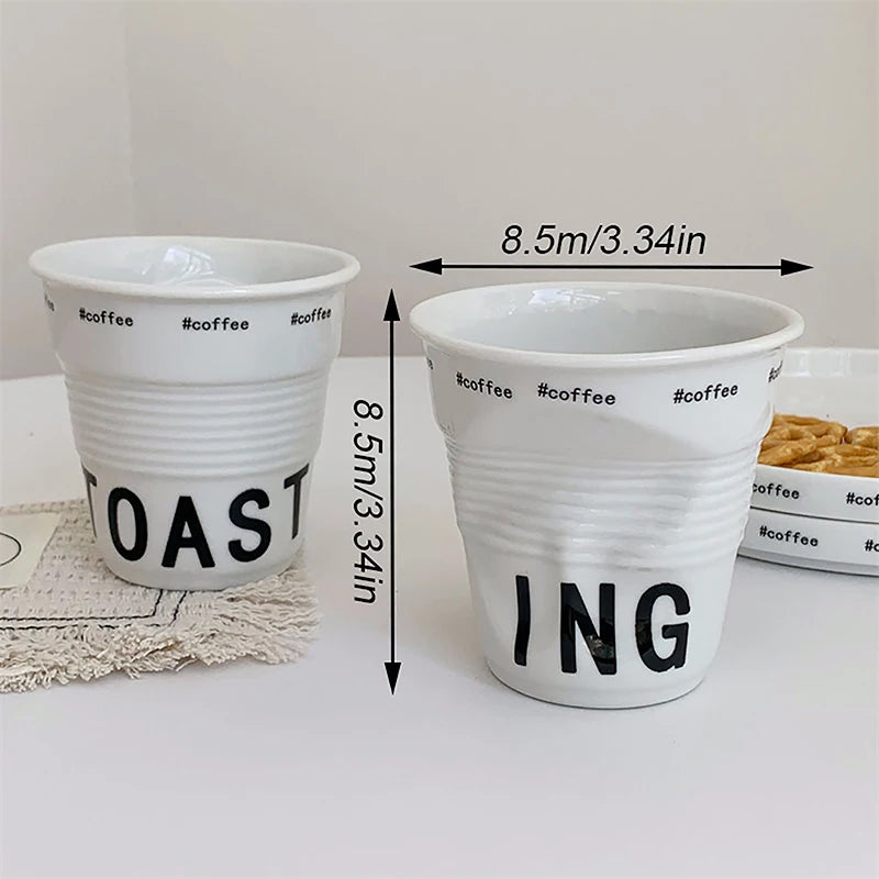 Taza de café de cerámica arrugada con estilo | Tumbler nórdico único