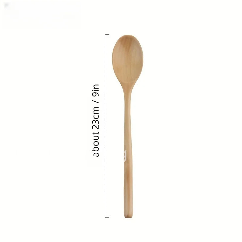 Cucharas de Sopa de Madera Ecológicas | Juego de 6 Utensilios de Mango Largo