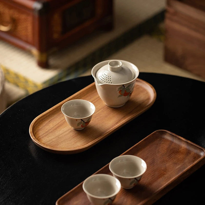 Bandeja de Madera Estilo Japonés | Elegantes Opciones Redondas y Rectangulares