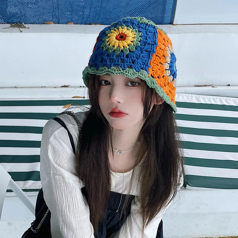 Women's Flower Crochet Bucket Hat | Handmade Spring Summer Style