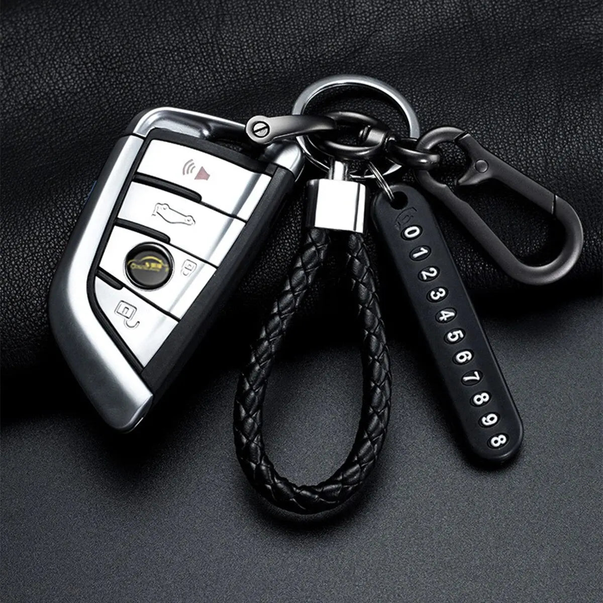 Trendy DIY Mobile Phone Number Plate Pendant Keychain for Men