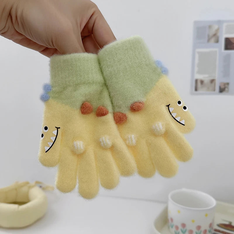 Cute Baby Dinosaur Gloves for Kids | Warm Autumn Winter Mittens