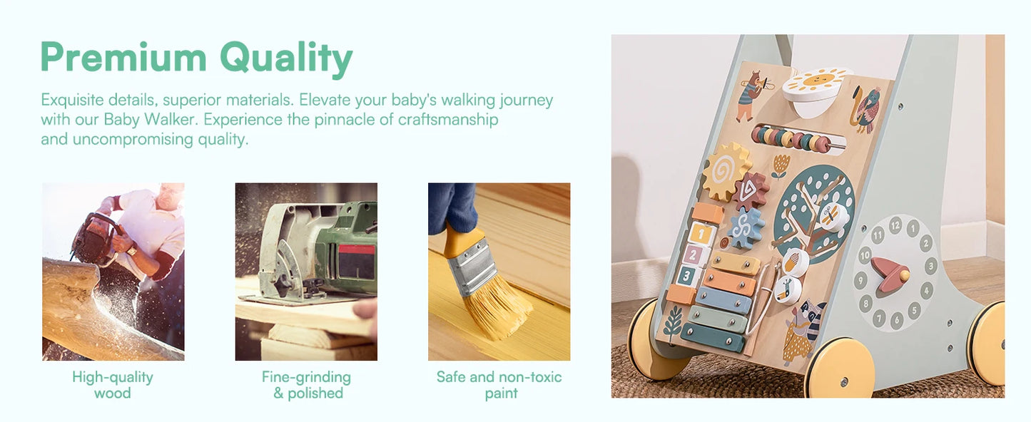 Wooden Baby Walker with Activity Center | Engaging Montessori Toy