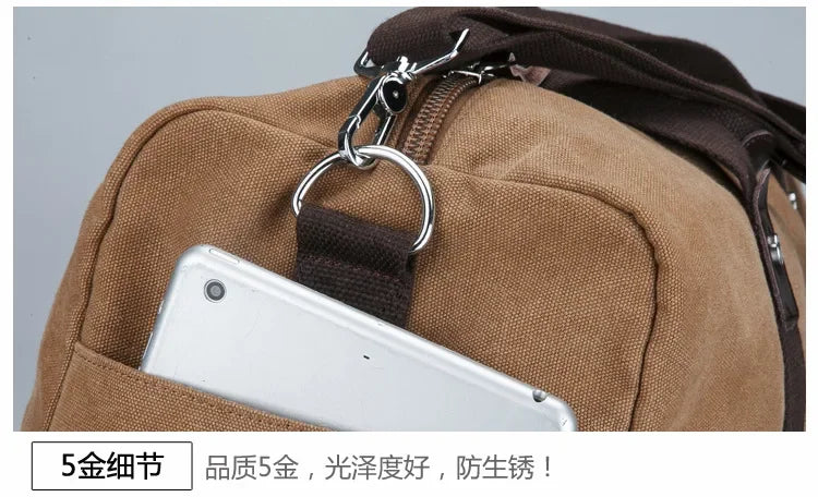 Large Capacity Casual Men's Canvas Travel Handbag | Lightweight Shoulder Bag