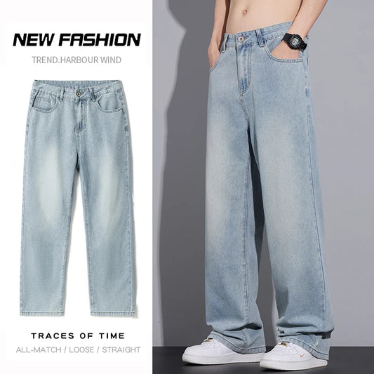 Men's Loose Baggy Jeans | Stylish Wide Leg Denim Trousers