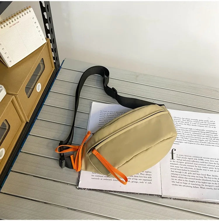 Street Casual Hip Hop Sport Fanny Pack Men Women Waterproof Functional Crossbody Bag Fashion Motorcycle Chest Bag Green Orange