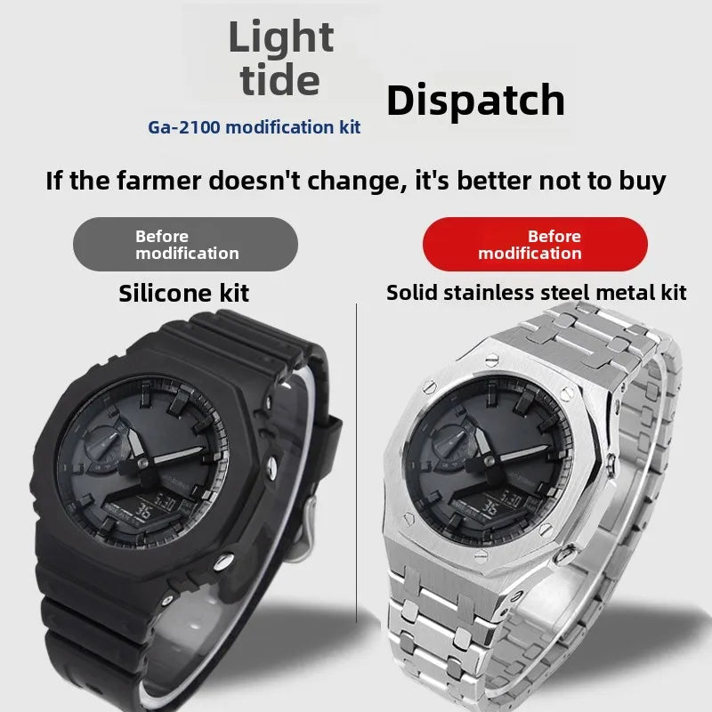Stainless Steel Watch Case & Strap Replacement Kit | Modern Look