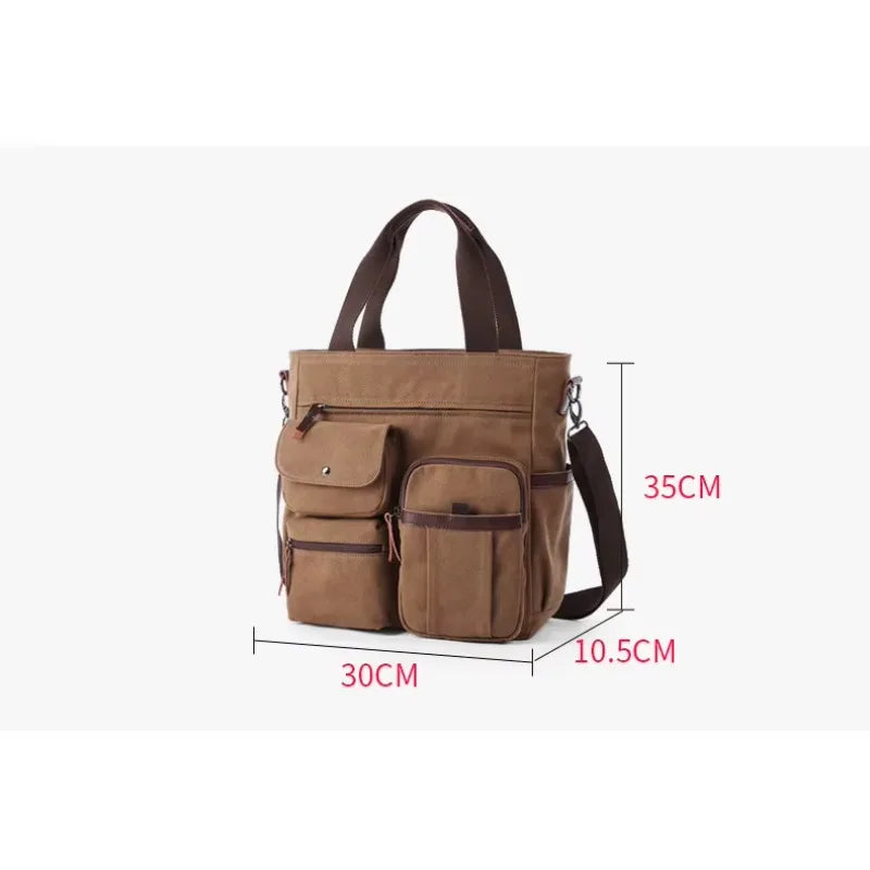 Men's Vintage Canvas Shoulder Bag | Large Capacity Briefcase