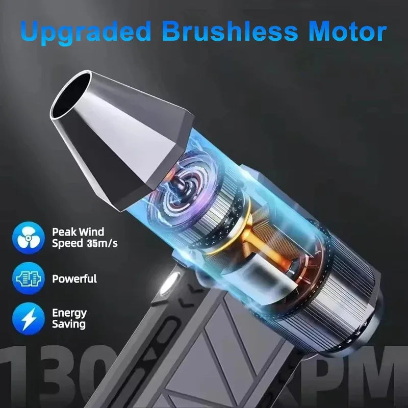 130000RPM Rechargeable Dust Blower with LED Light | Powerful Air Duster