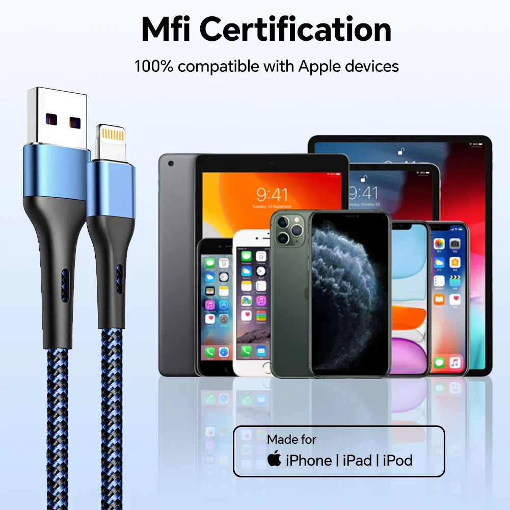 3A USB Fast Charging Cable | Compatible with iPhone & iPad Devices
