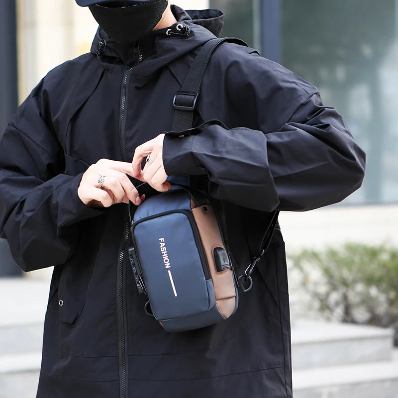 Men's Anti-Theft Sling Bag | USB Charging Crossbody Pack