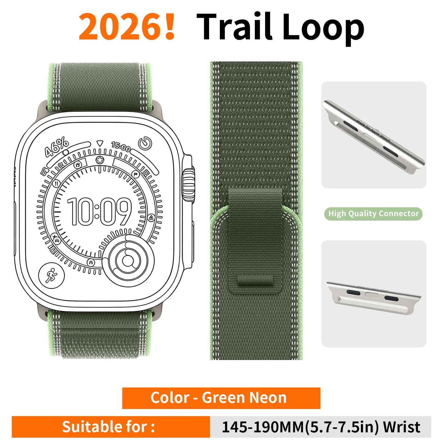 High-Quality Nylon Strap for Smartwatches | Natural Titanium Finish