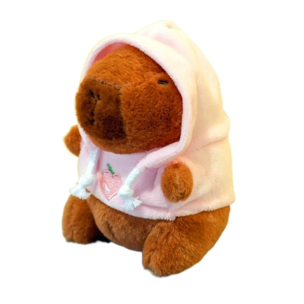 Capybara Plush Toy with Hoodie Wings Small Stuffed Animal Keychain Doll