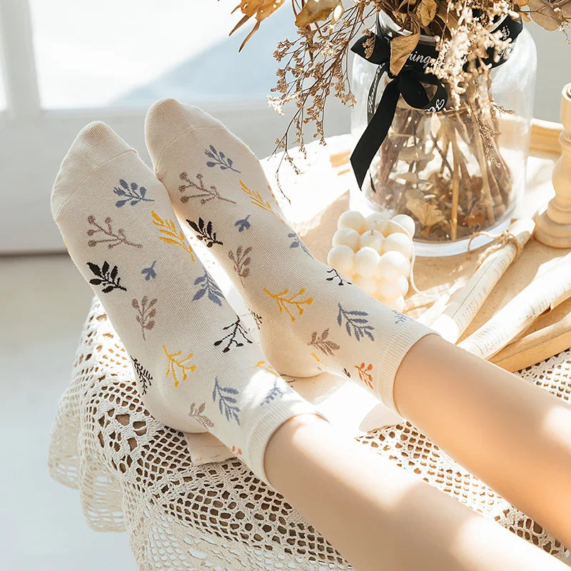 Cotton Embroidery Print Socks for Women | Vintage Harajuku Style