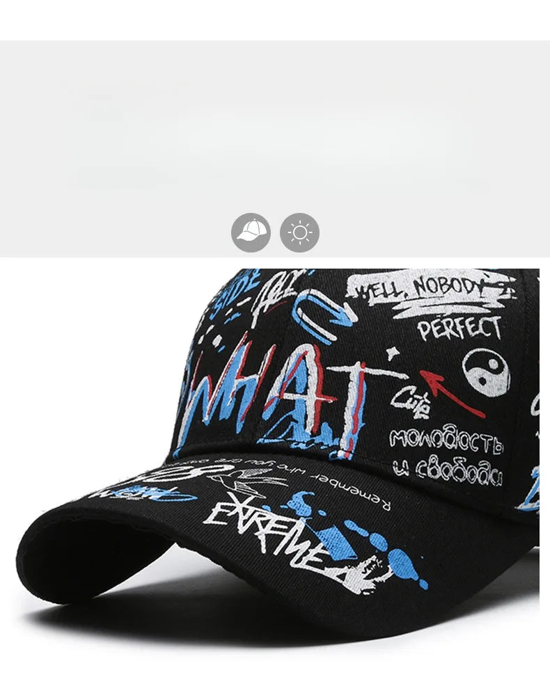 Unisex Graffiti Cotton Baseball Cap | Trendy Snapback Hat