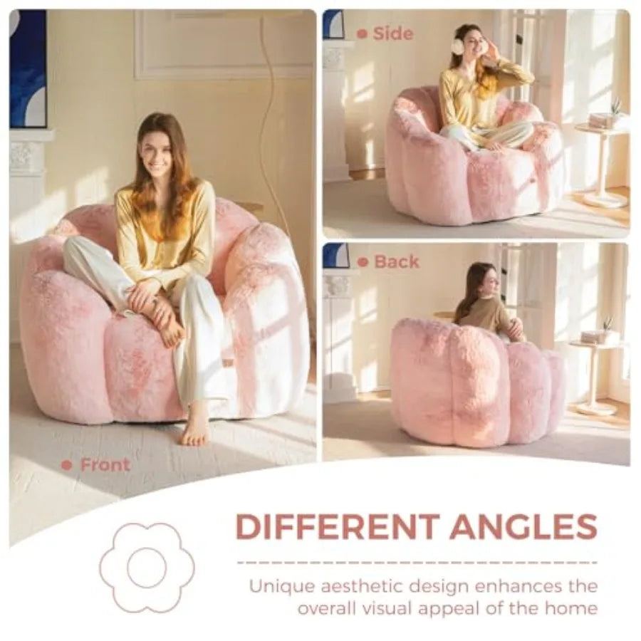 Sillón puff floral extrasuave | Asiento acogedor para descansar