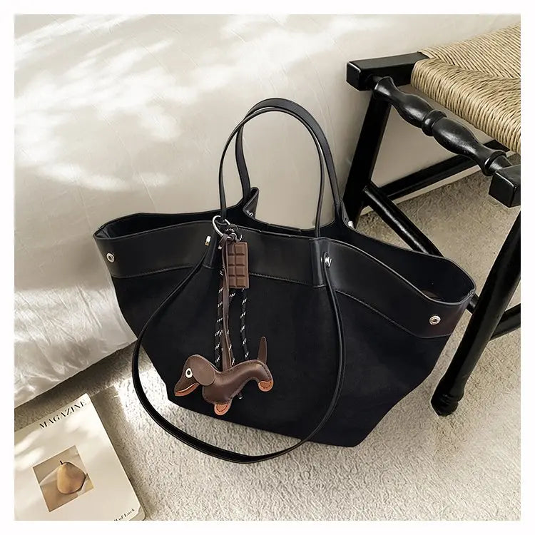Bolso de hombro de piel suave de gamuza para mujer | Estilo casual de lujo