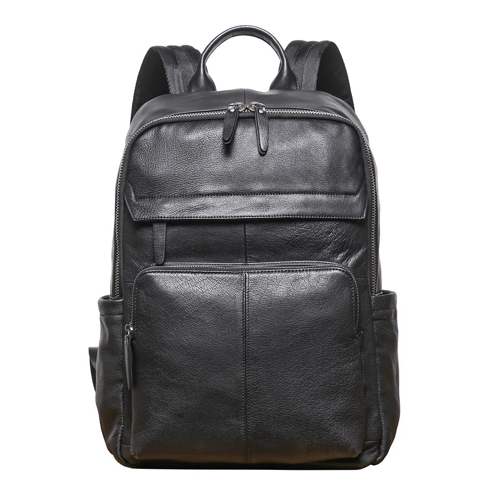 Men's Genuine Leather Double-Shoulder Backpack | Large Laptop Travel Bag