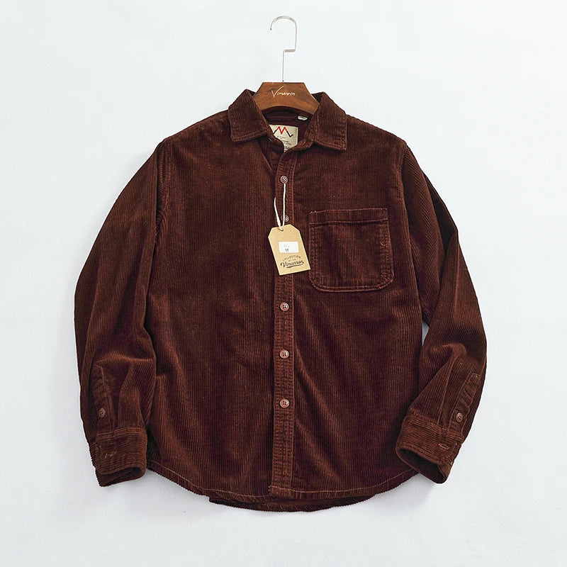 Men's Chunky Corduroy Long Sleeve Shirt | Stylish Autumn Essential