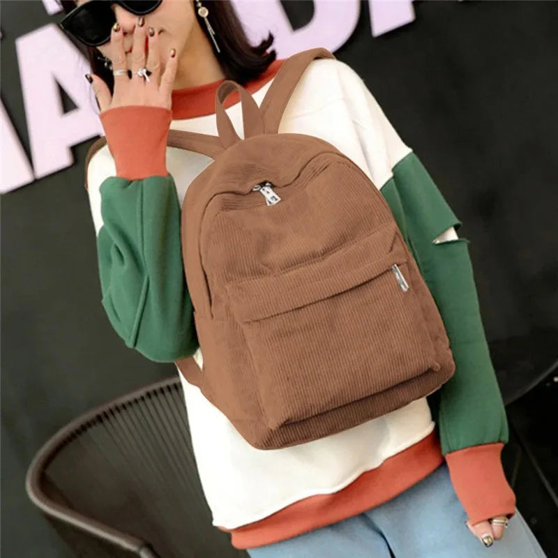 Trendy Corduroy Backpacks for Students | Stylish School Bags