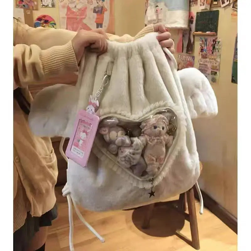 Plush Angel Wing Ita Bag Backpack | Y2K Harajuku Style