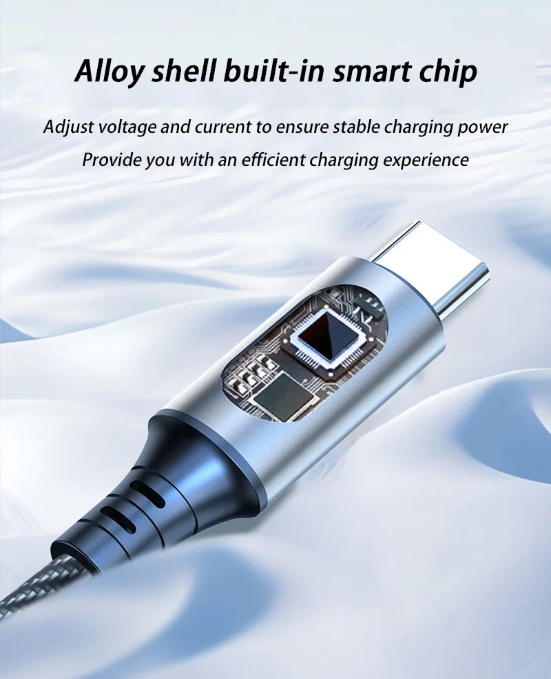 Cable A-C and C-C With Led Digital Display Cable Max 120W Super Fast Charge Cable For Xiaomi 17 Huawei Samsung iPhone Oneplus