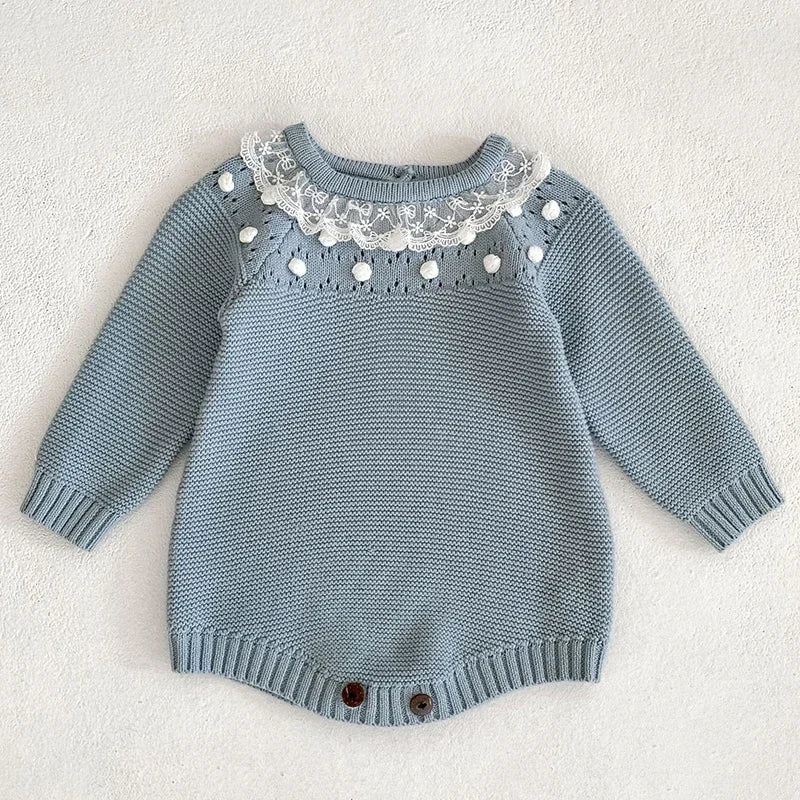 Warm Lace Baby Girl Romper | Cozy Infant Princess Jumpsuit