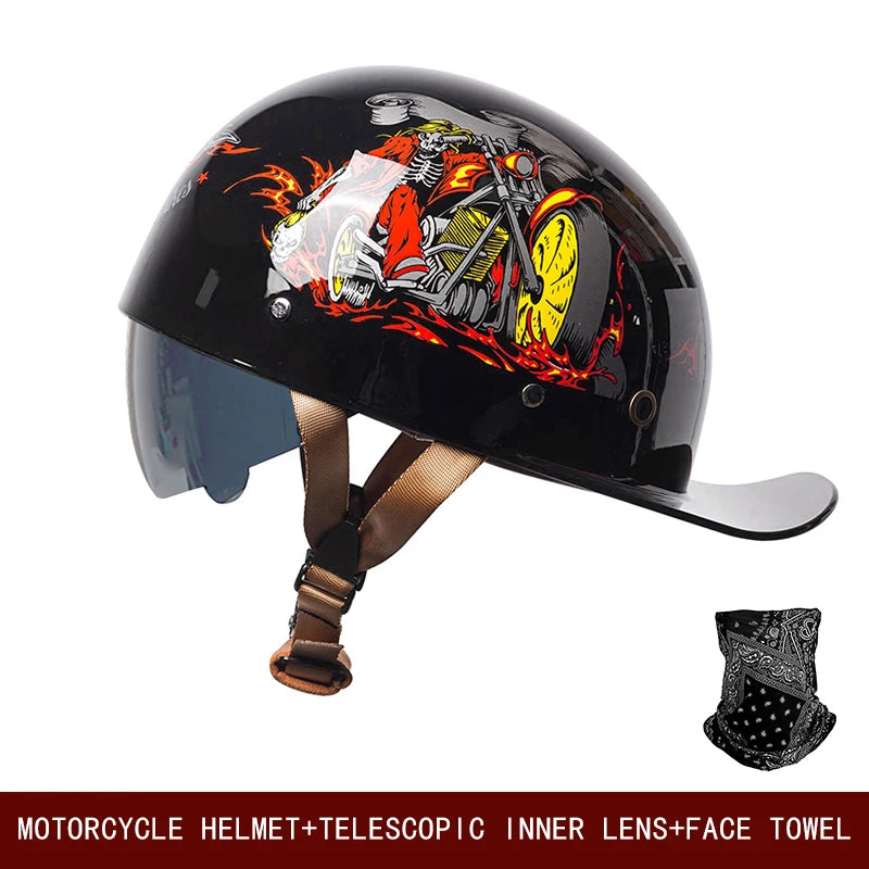 Universal Retro Motorcycle Helmet | Stylish Summer Half Helmet