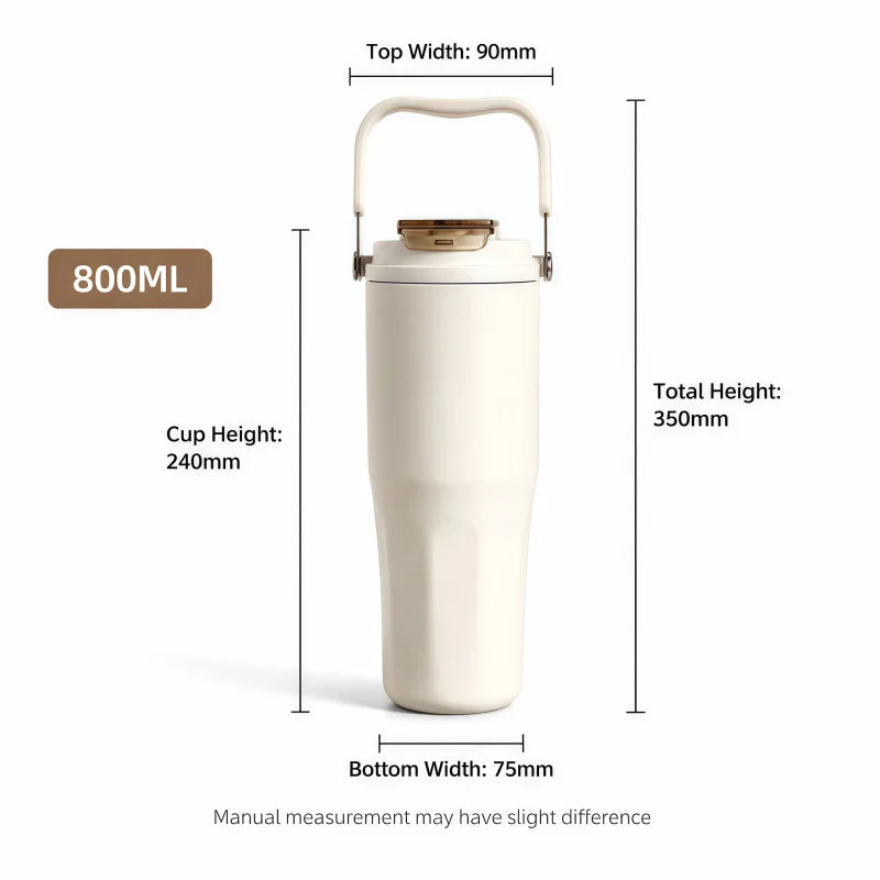 800ML Insulated Travel Tumbler with Straw & Tea Infuser | Leakproof Design