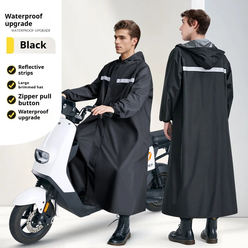 Gabardina Larga Engrosada para Motociclistas | Impermeable y Versátil