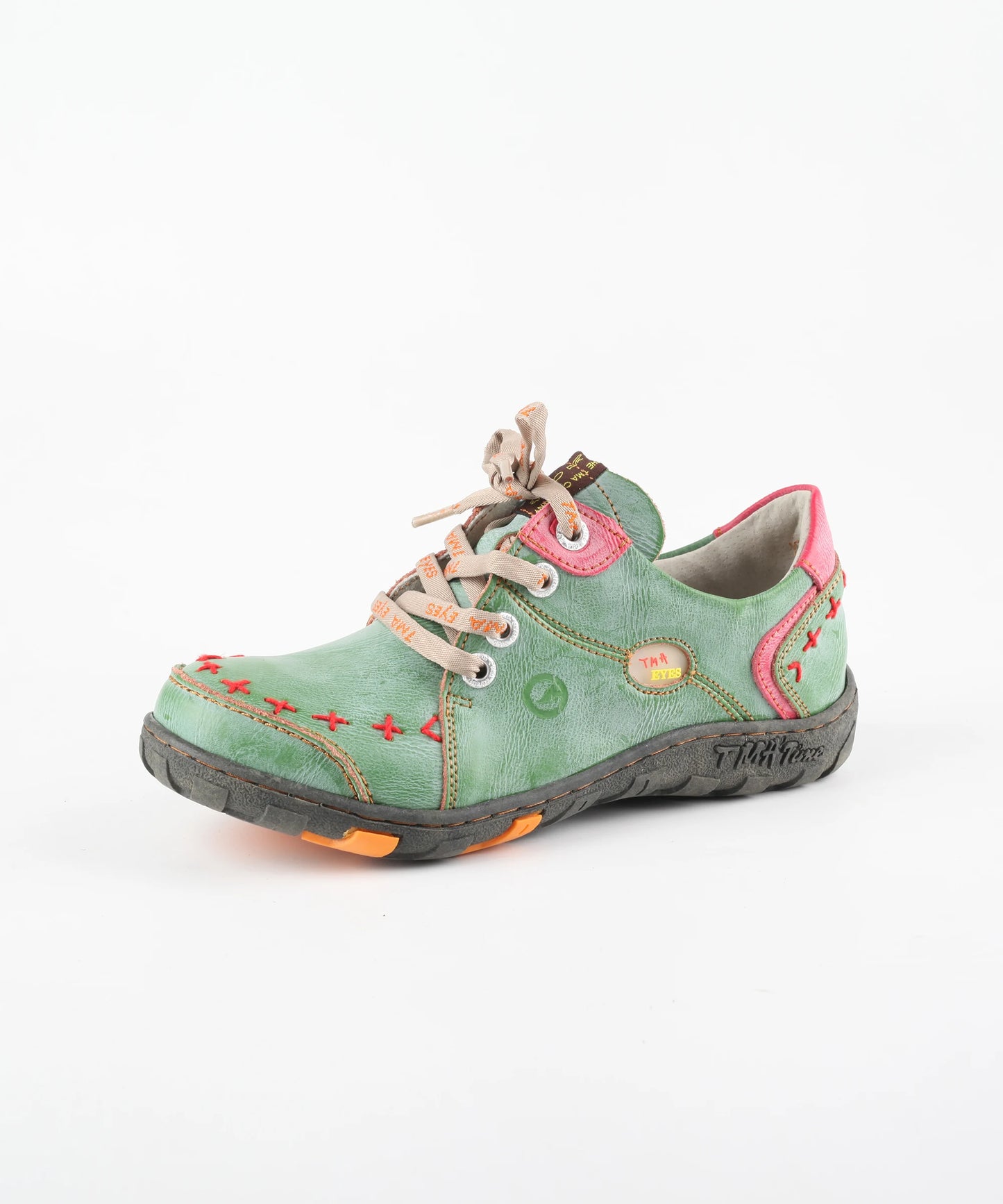Stylish Hand-Stitched Color Block Leather Sneakers for Women