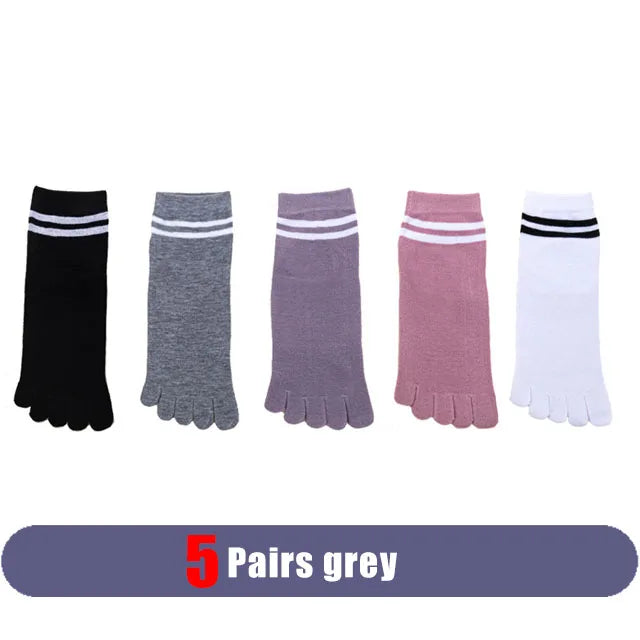 Women's Breathable Cotton Striped Invisible 5 Finger Socks | Soft Comfort